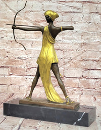 Diana the Huntress Gold Patina in Lost Wax Bronze Signed Le Faguays