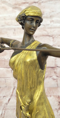 Diana the Huntress Gold Patina in Lost Wax Bronze Signed Le Faguays