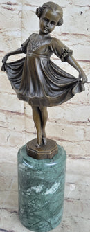 Curtsying Ballerina Girl Ballet Dancer Bronze Sculpture on Marble