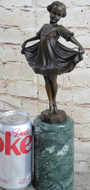 Curtsying Ballerina Girl Ballet Dancer Bronze Sculpture on Marble