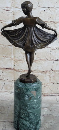 Curtsying Ballerina Girl Ballet Dancer Bronze Sculpture on Marble