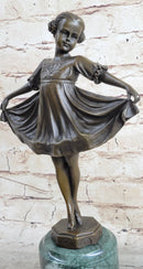 Curtsying Ballerina Girl Ballet Dancer Bronze Sculpture on Marble