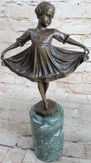 Curtsying Ballerina Girl Ballet Dancer Bronze Sculpture on Marble