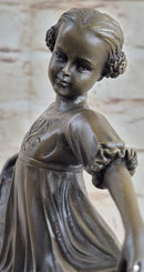 Curtsying Ballerina Girl Ballet Dancer Bronze Sculpture on Marble