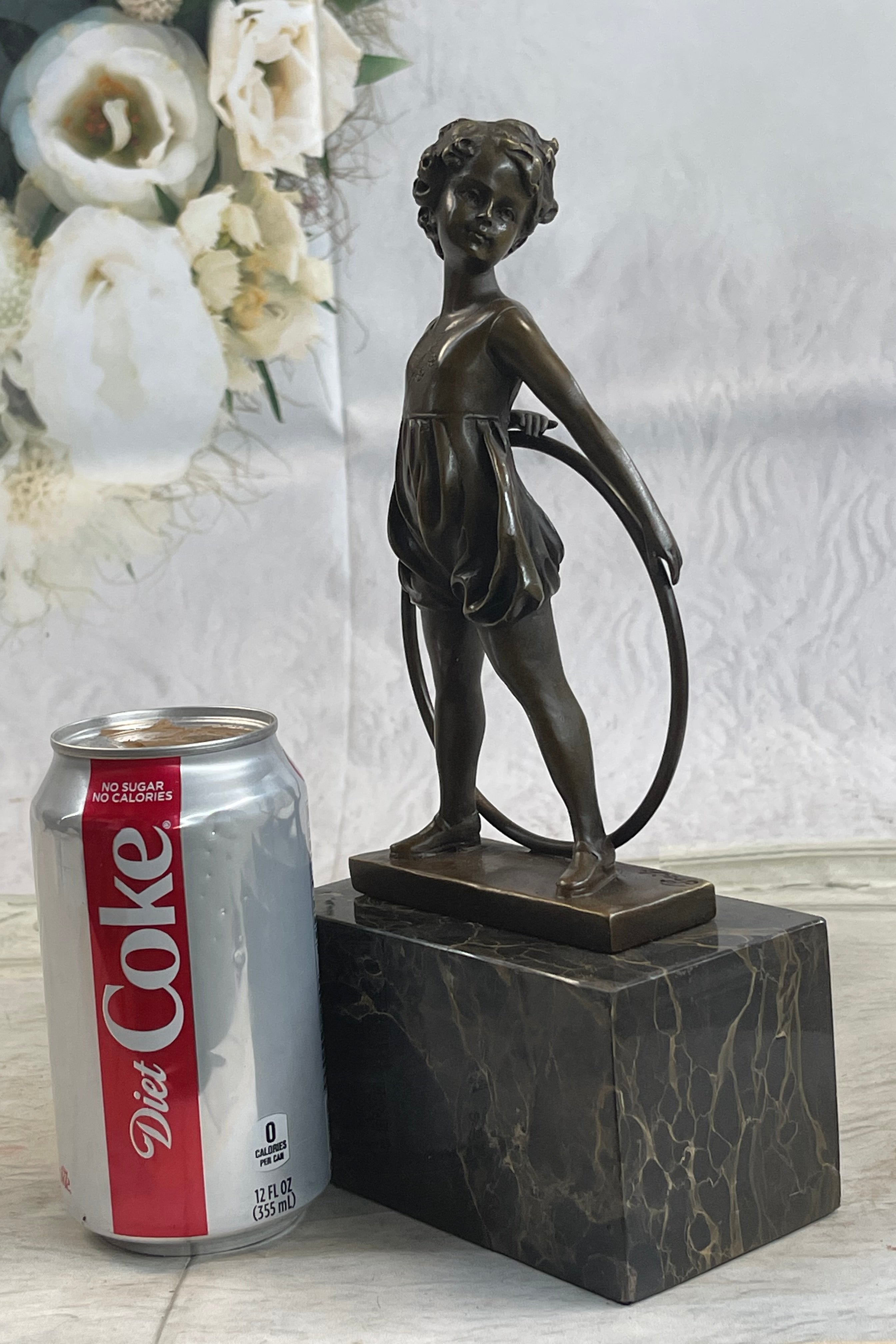 Bronze Marble Pretty Girl Bookend Art Deco