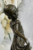 Bronze Marble Pretty Girl Bookend Art Deco