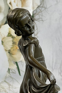 Bronze Marble Pretty Girl Bookend Art Deco
