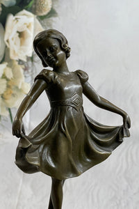 Bronze Marble Pretty Girl Bookend Art Deco