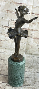 Ballerina Ballet Dancer Bronze Sculpture on Green Marble Base
