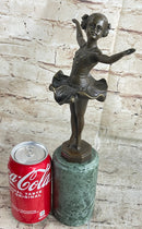 Ballerina Ballet Dancer Bronze Sculpture on Green Marble Base