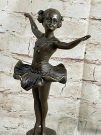 Ballerina Ballet Dancer Bronze Sculpture on Green Marble Base