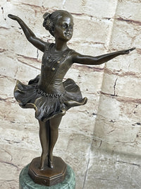 Ballerina Ballet Dancer Bronze Sculpture on Green Marble Base