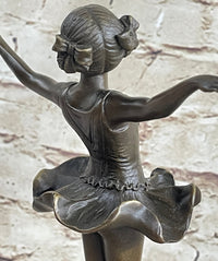 Ballerina Ballet Dancer Bronze Sculpture on Green Marble Base