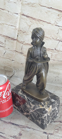 Vintage Arab Boy Server Bronze Sculpture Book-End