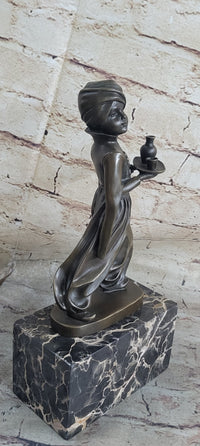 Vintage Arab Boy Server Bronze Sculpture Book-End