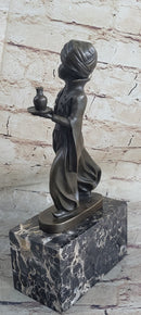 Vintage Arab Boy Server Bronze Sculpture Book-End