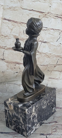 Vintage Arab Boy Server Bronze Sculpture Book-End