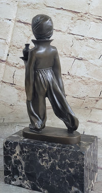 Vintage Arab Boy Server Bronze Sculpture Book-End