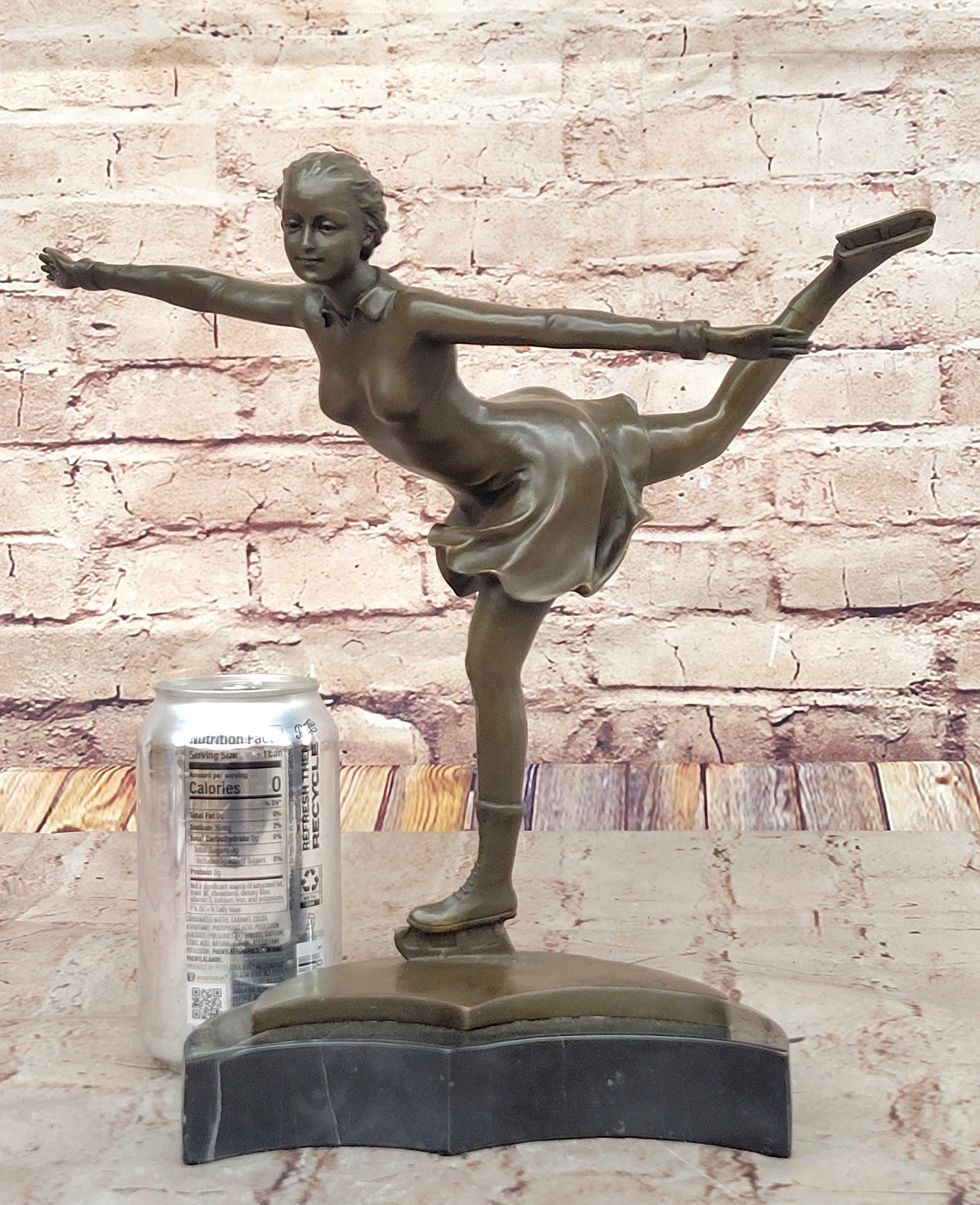 Bronze Figure Skater Sculpture – Ice Dancing on Marble Base