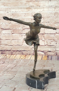 Bronze Figure Skater Sculpture – Ice Dancing on Marble Base