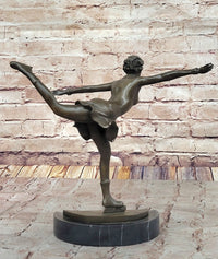Bronze Figure Skater Sculpture – Ice Dancing on Marble Base