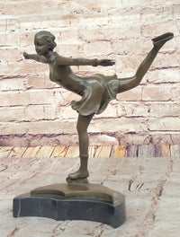 Bronze Figure Skater Sculpture – Ice Dancing on Marble Base
