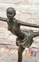 Bronze Figure Skater Sculpture – Ice Dancing on Marble Base