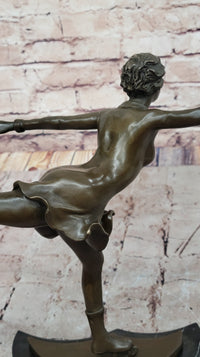 Bronze Figure Skater Sculpture – Ice Dancing on Marble Base
