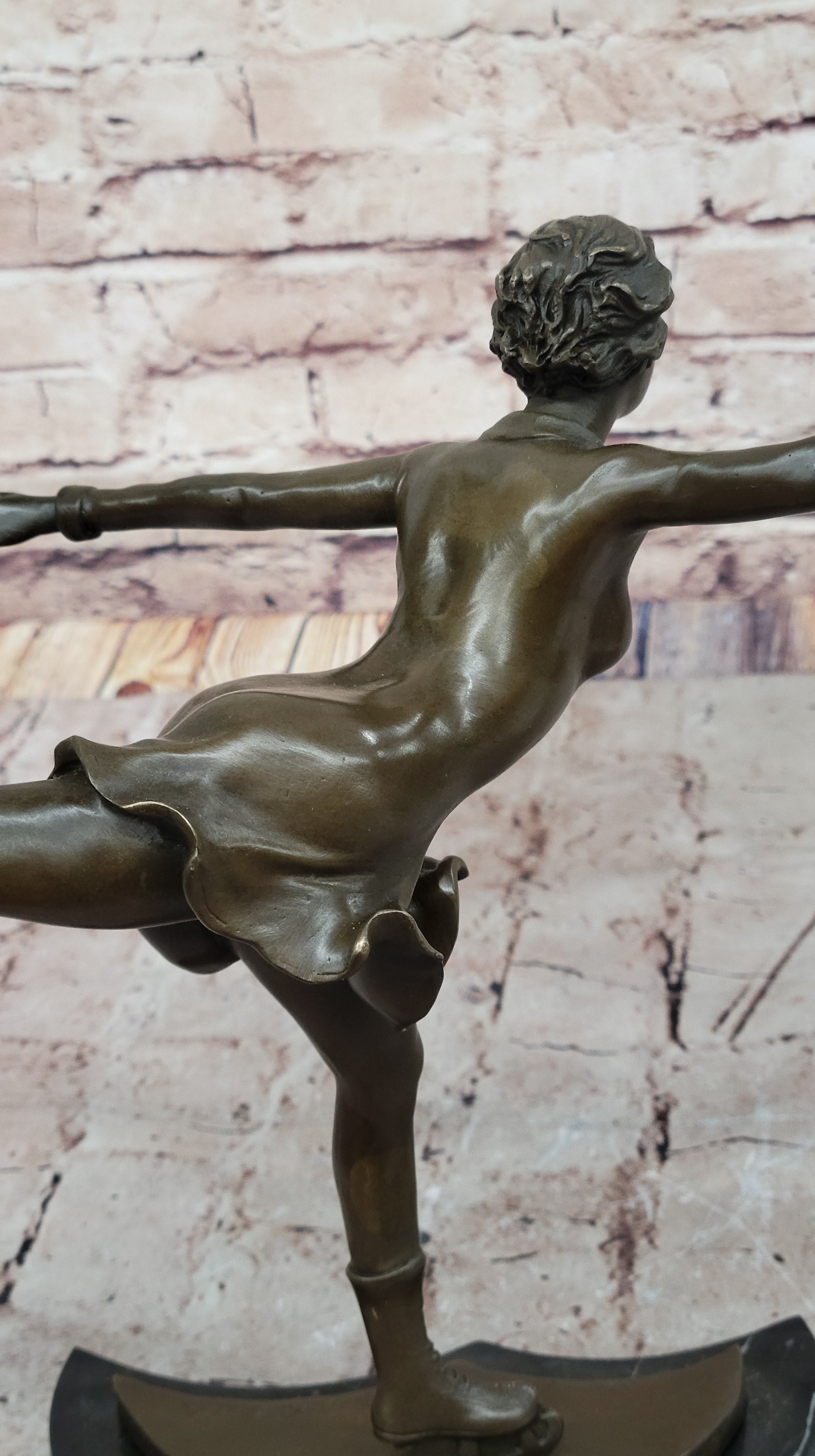 Bronze Figure Skater Sculpture – Ice Dancing on Marble Base
