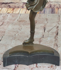 Bronze Figure Skater Sculpture – Ice Dancing on Marble Base