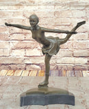 Bronze Figure Skater Sculpture – Ice Dancing on Marble Base