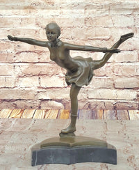 Bronze Figure Skater Sculpture – Ice Dancing on Marble Base