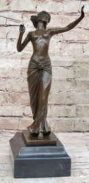 Graceful Bronze Dancing Semi Nude Woman – Elegant Art Nouveau Sculpture