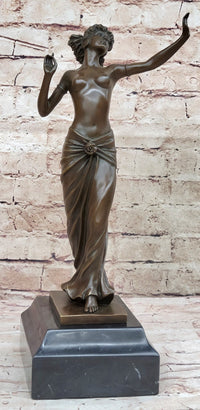 Graceful Bronze Dancing Semi Nude Woman – Elegant Art Nouveau Sculpture