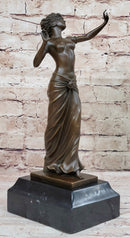 Graceful Bronze Dancing Semi Nude Woman – Elegant Art Nouveau Sculpture
