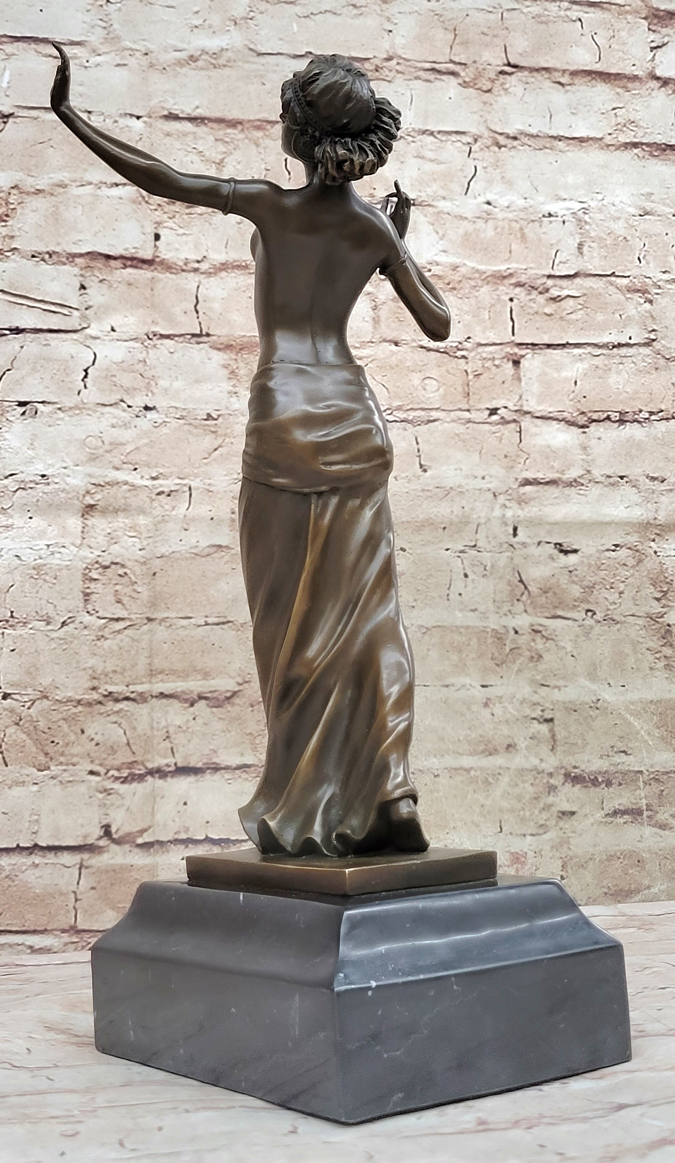 Graceful Bronze Dancing Semi Nude Woman – Elegant Art Nouveau Sculpture