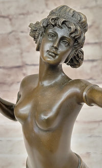 Graceful Bronze Dancing Semi Nude Woman – Elegant Art Nouveau Sculpture