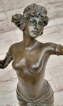 Graceful Bronze Dancing Semi Nude Woman – Elegant Art Nouveau Sculpture