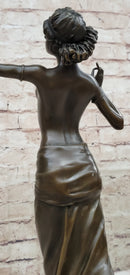 Graceful Bronze Dancing Semi Nude Woman – Elegant Art Nouveau Sculpture