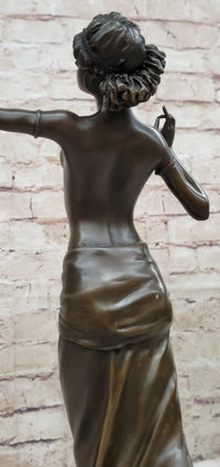 Graceful Bronze Dancing Semi Nude Woman – Elegant Art Nouveau Sculpture