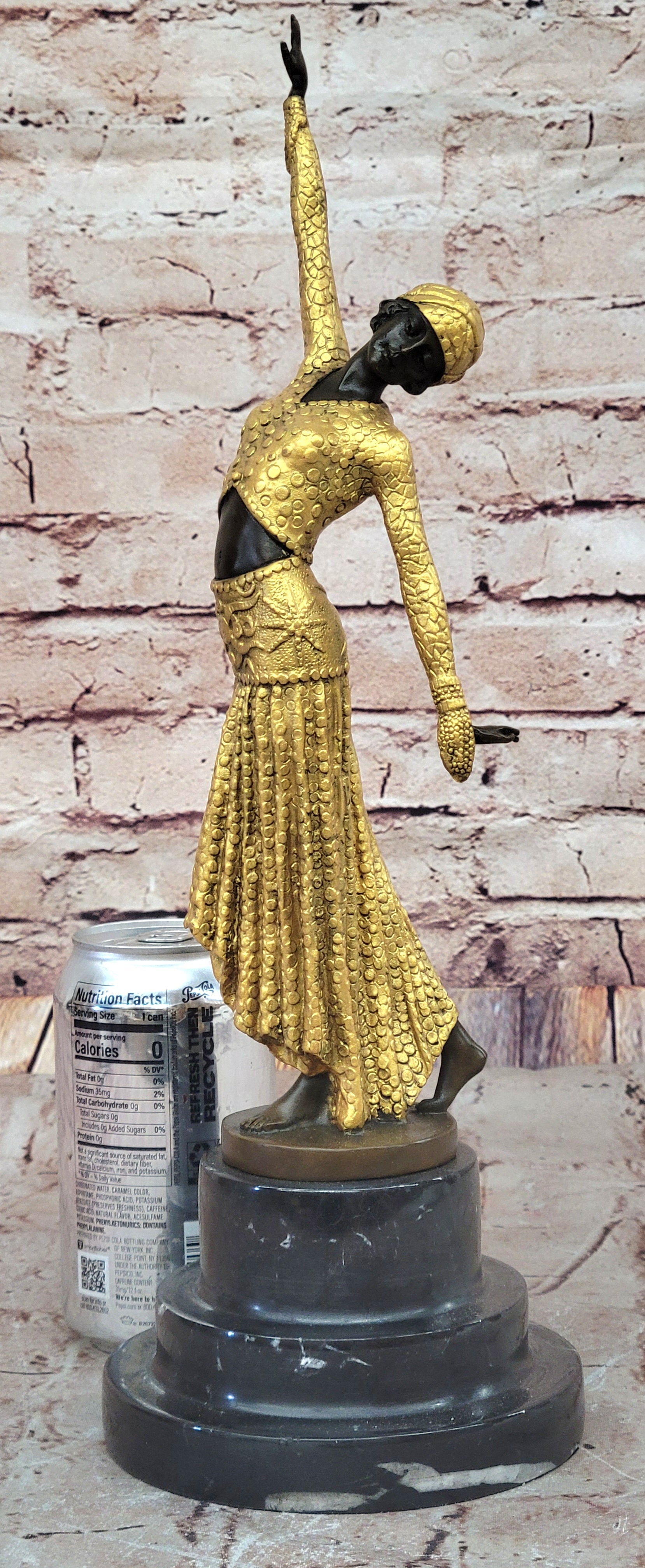 Chiparus Bronze Dancer Sculpture - Art Deco with Golden Gown