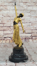 Chiparus Bronze Dancer Sculpture - Art Deco with Golden Gown