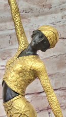 Chiparus Bronze Dancer Sculpture - Art Deco with Golden Gown