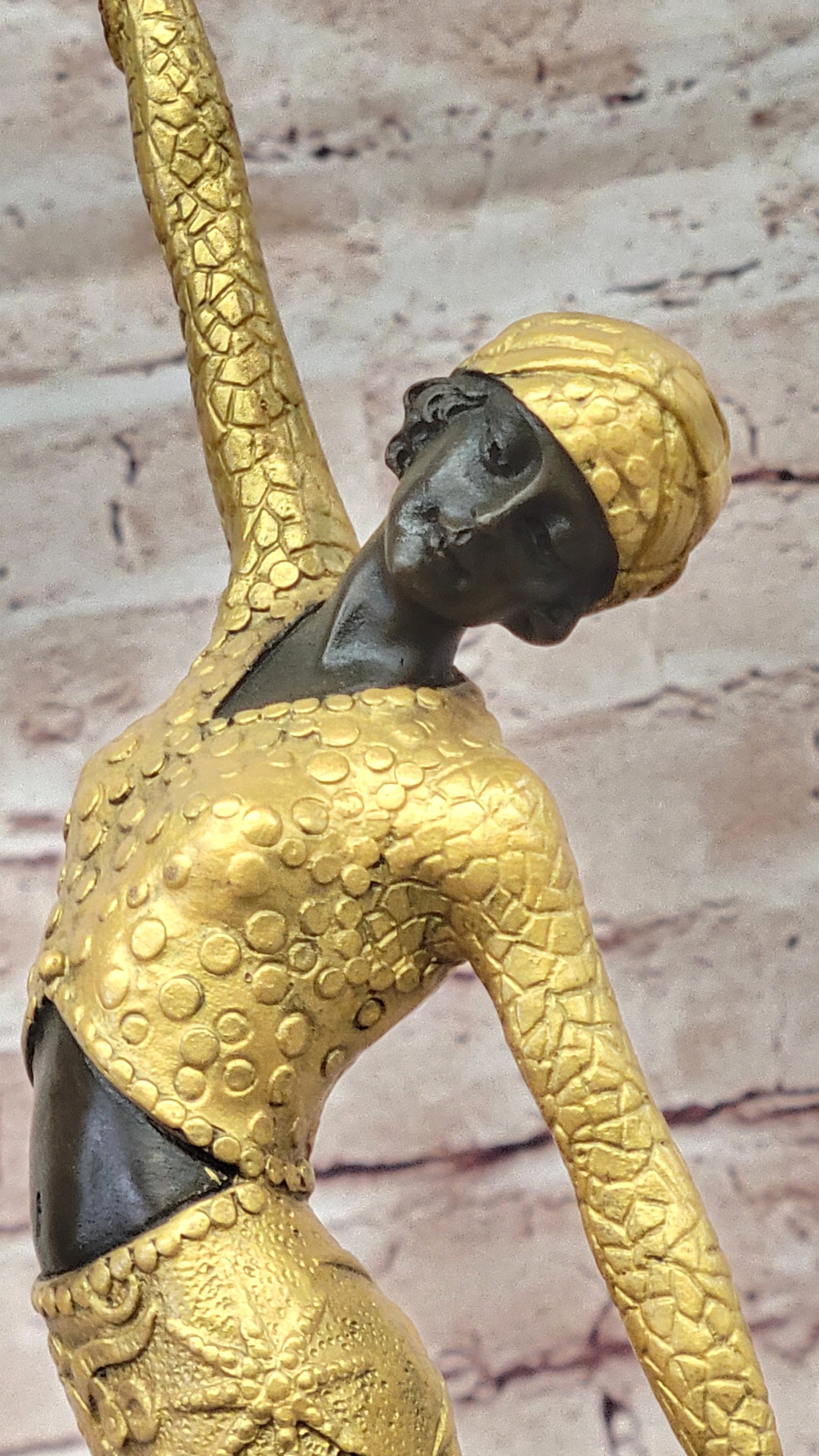 Chiparus Bronze Dancer Sculpture - Art Deco with Golden Gown