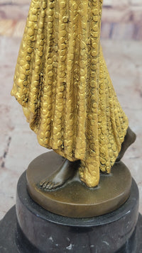 Chiparus Bronze Dancer Sculpture - Art Deco with Golden Gown