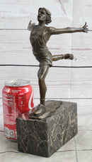 Track Runner Sprinter Race Bronze Metal Sculpture on Marble Base