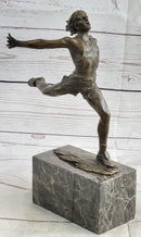 Track Runner Sprinter Race Bronze Metal Sculpture on Marble Base