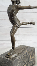 Track Runner Sprinter Race Bronze Metal Sculpture on Marble Base