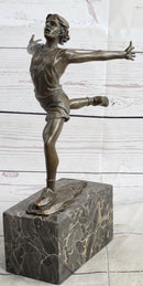 Track Runner Sprinter Race Bronze Metal Sculpture on Marble Base