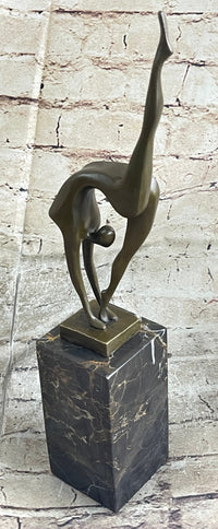 Mid Century Abstract Bronze Ballerina Sculpture Signed Milo